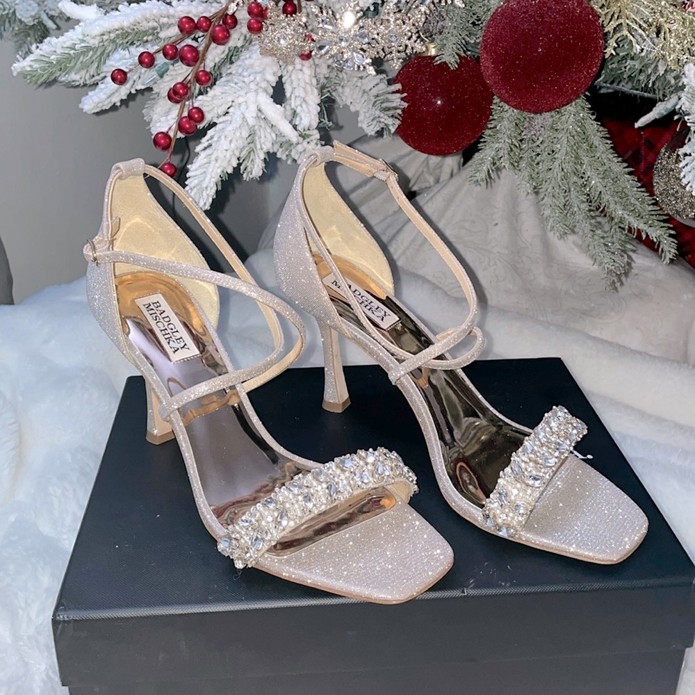 Badgley Mischa Nala Nude Rhinestone Heels 9.5
